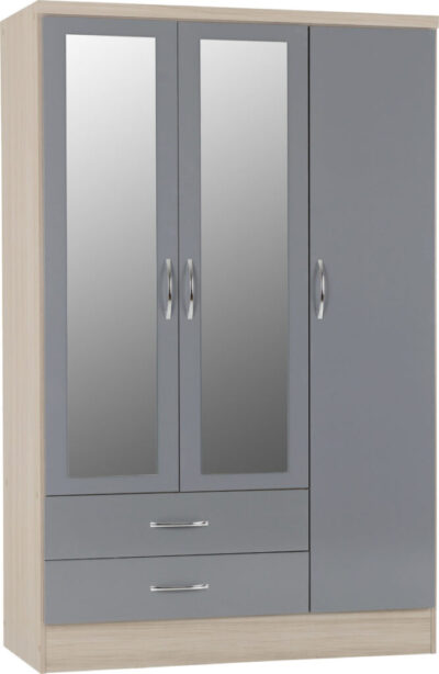 Nevada 3 Door 2 Drawer Mirrored Wardrobe