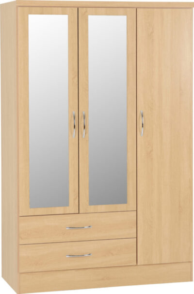 Nevada 3 Door 2 Drawer Mirrored Wardrobe