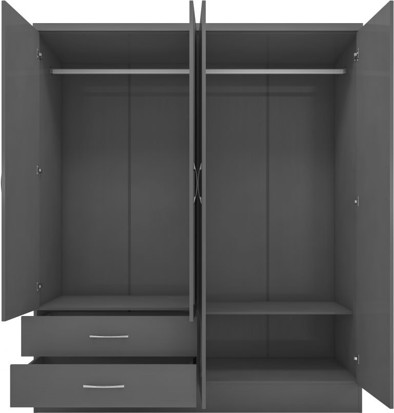 Nevada 4 Door 2 Drawer Mirrored Wardrobe - Image 5
