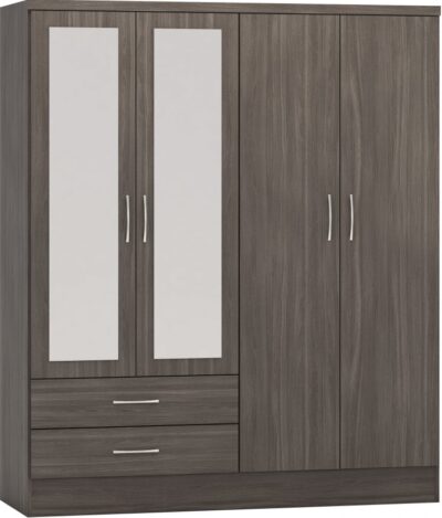 Nevada 4 Door 2 Drawer Mirrored Wardrobe