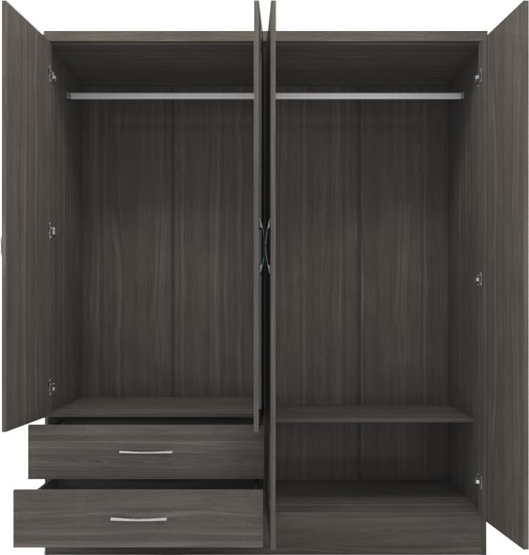 Nevada 4 Door 2 Drawer Mirrored Wardrobe - Image 3