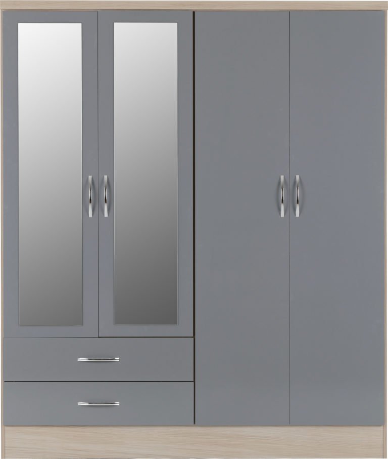 Nevada 4 Door 2 Drawer Mirrored Wardrobe - Image 2