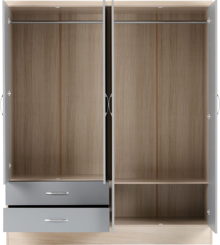 Nevada 4 Door 2 Drawer Mirrored Wardrobe - Image 7