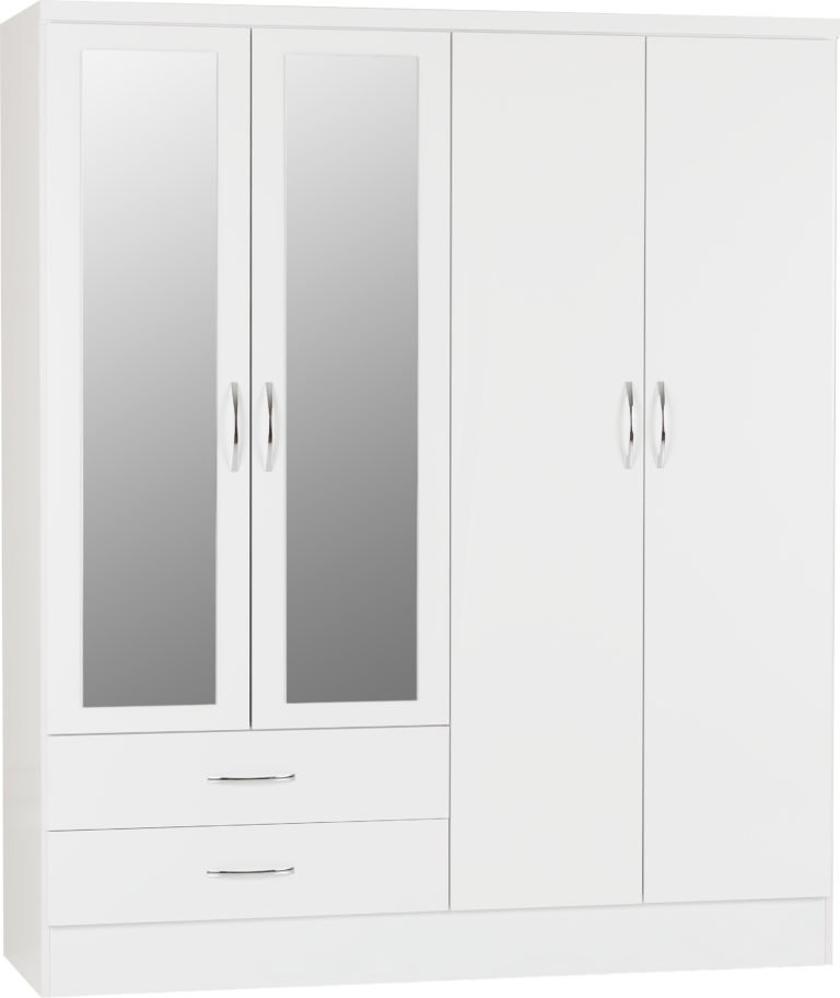 Nevada 4 Door 2 Drawer Mirrored Wardrobe