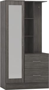 Nevada Mirrored Open Shelf Wardrobe