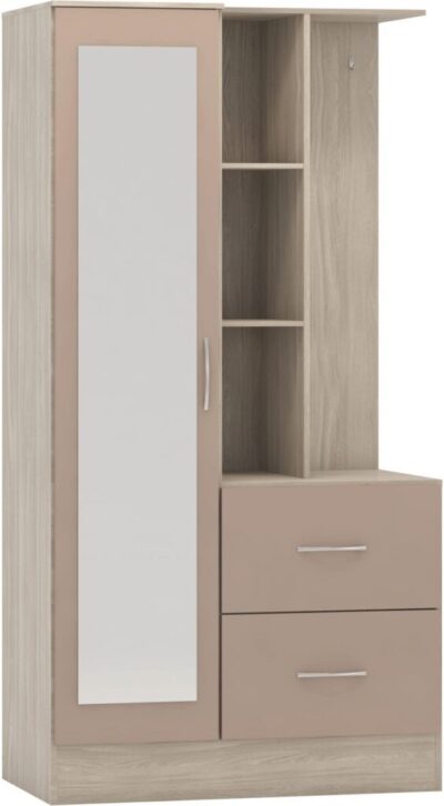 Nevada Mirrored Open Shelf Wardrobe