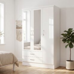 Nevada 3 Door 2 Drawer Mirrored Wardrobe
