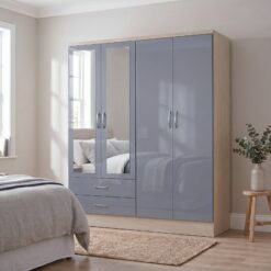 Nevada 4 Door 2 Drawer Mirrored Wardrobe