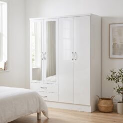 Nevada 4 Door 2 Drawer Mirrored Wardrobe