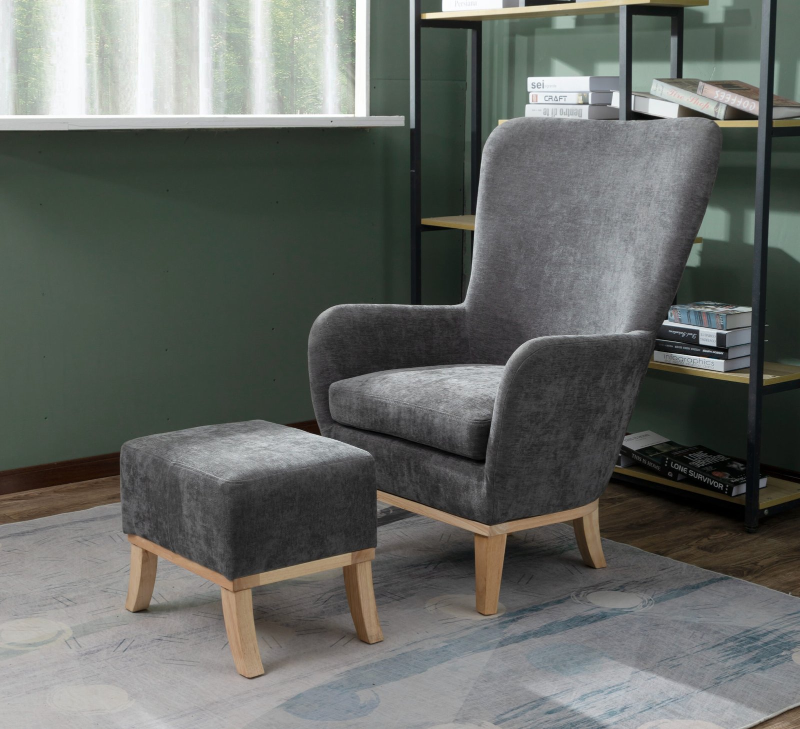 Chair + Footstool 1986 Dark Grey