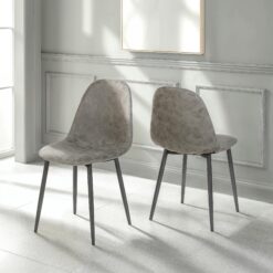 Athens Chair – Box of 2 – Grey Faux Leather