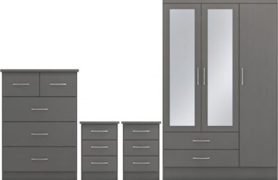 Nevada 3 Door 2 Drawer Mirrored Wardrobe Bedroom Sets