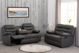 Roma 3+2 Recliner Suite Grey Faux Leather