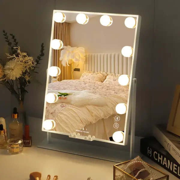 VANITII Hathaway Hollywood Mirror 12 Dimmable LED Bulbs Music Mirror - Image 5