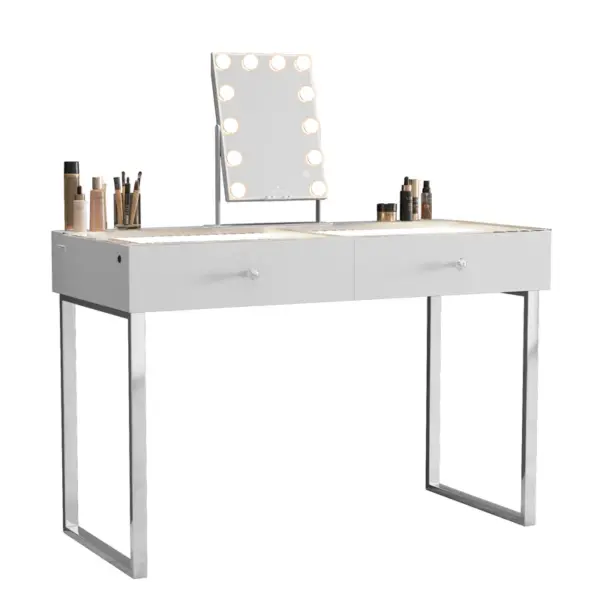 VANITII Alice Vanity 2 Drawer Desk Chrome Legs - Image 8