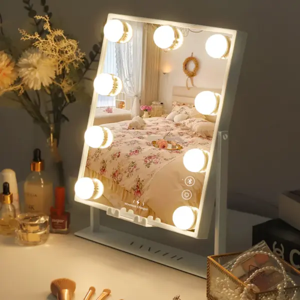 VANITII Hollywood Mirror 9 Dimmable LED Bulbs Music Mirror