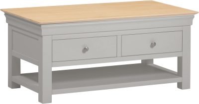 Bordeaux 2 Drawer Coffee Table Pepple Grey - Image 5