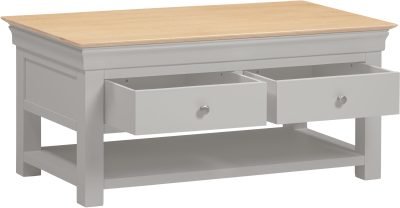 Bordeaux 2 Drawer Coffee Table Pepple Grey - Image 4