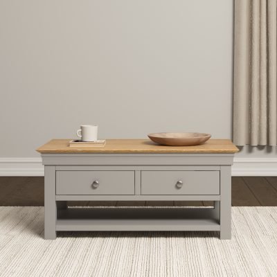 Bordeaux 2 Drawer Coffee Table Pepple Grey