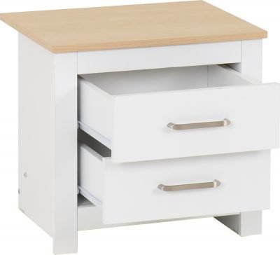Portland 2 Drawer Bedside White/Oak Effect - Image 3