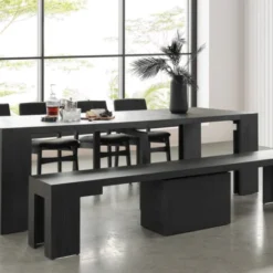 Alternative view of Dining Table & Bench Smoked Hickory