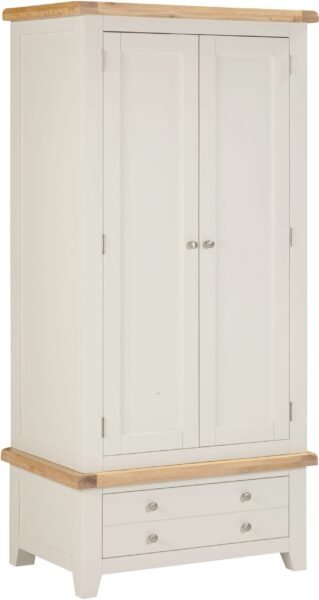 Windsor 2 Door 1 Drawer Wardrobe Ivory & Oak - Image 9