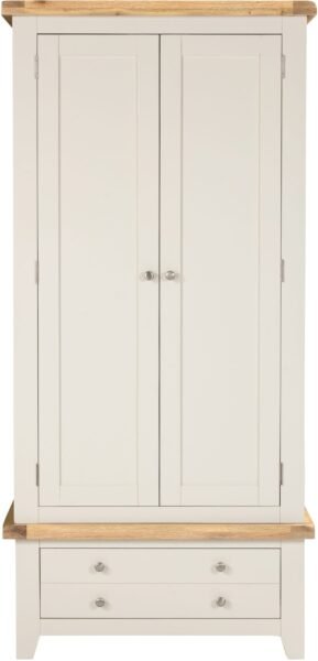 Windsor 2 Door 1 Drawer Wardrobe Ivory & Oak - Image 6