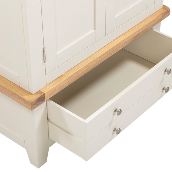 Windsor 2 Door 1 Drawer Wardrobe Ivory & Oak - Image 5