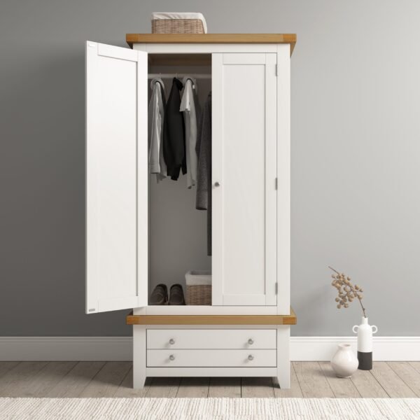 Windsor 2 Door 1 Drawer Wardrobe Ivory & Oak