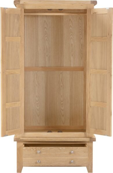 Windsor 2 Door 1 Drawer Wardrobe Natural Oak - Image 2