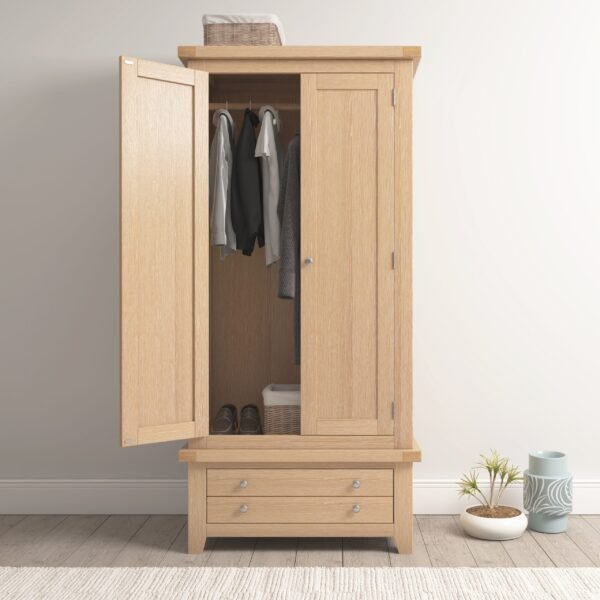 Windsor 2 Door 1 Drawer Wardrobe Natural Oak
