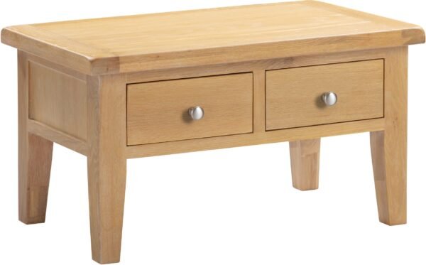 Windsor 2 Drawer Coffee Table Natural Oak - Image 5