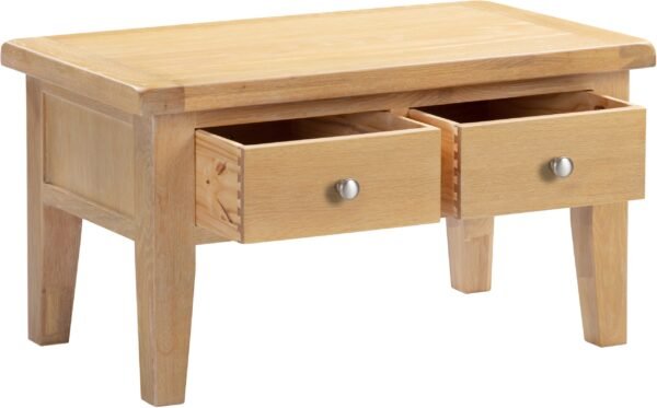 Windsor 2 Drawer Coffee Table Natural Oak - Image 3