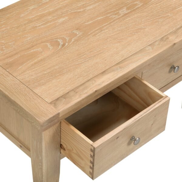 Windsor 2 Drawer Coffee Table Natural Oak - Image 4