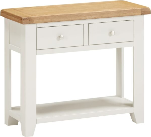 Windsor 2 Drawer Console Table Ivory/Oak - Image 3