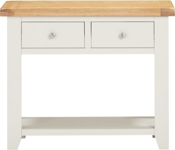 Windsor 2 Drawer Console Table Ivory/Oak - Image 2