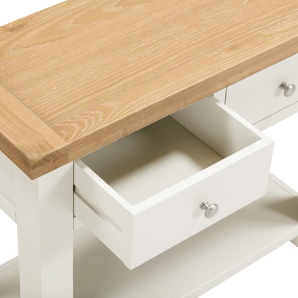 Windsor 2 Drawer Console Table Ivory/Oak - Image 5