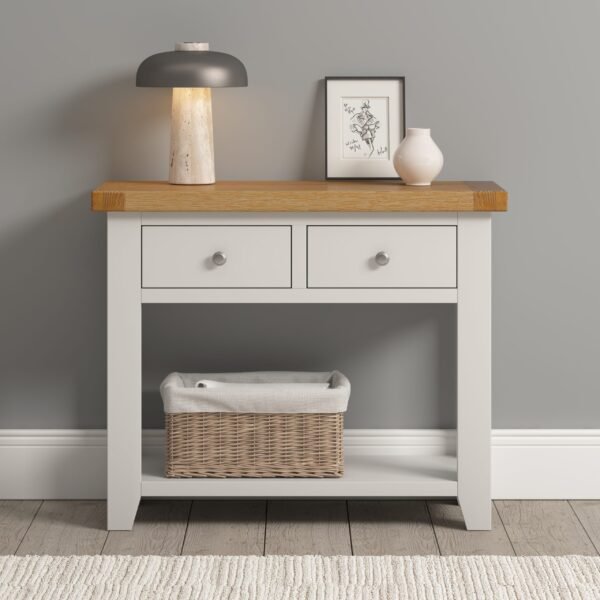 Windsor 2 Drawer Console Table Ivory/Oak