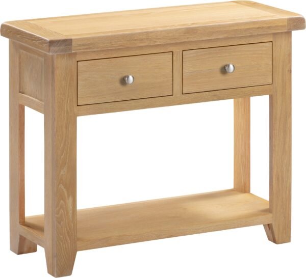 Windsor 2 Drawer Console Table Natural Oak - Image 2