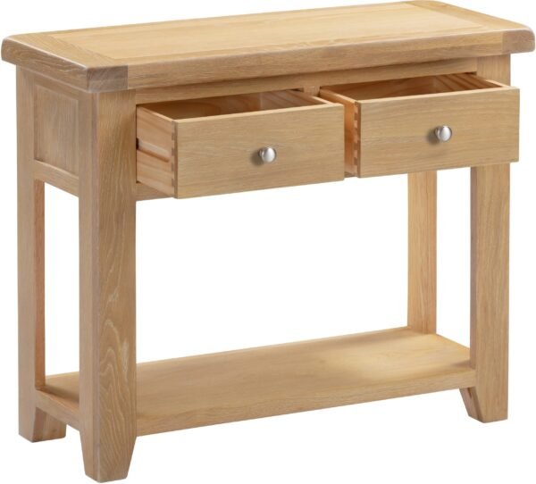 Windsor 2 Drawer Console Table Natural Oak - Image 4