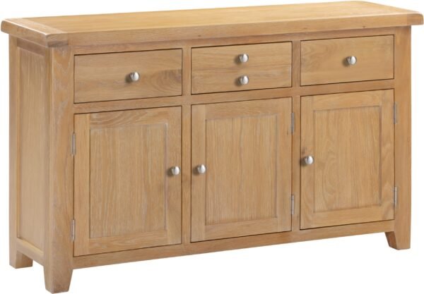 Windsor 3 Door 3 Drawer Sideboard Natural Oak - Image 2