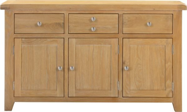 Windsor 3 Door 3 Drawer Sideboard Natural Oak - Image 3