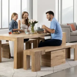 Alternative view of Dining Table & Bench Scandinavian Oak