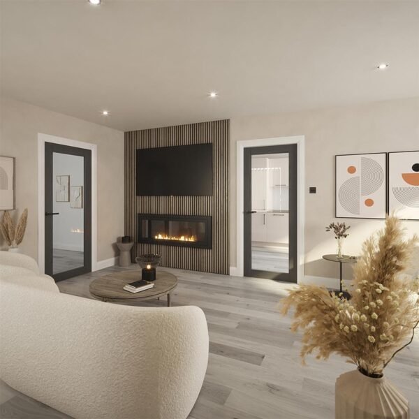 Nolita Grey Clear Glass Pre Finished Doors