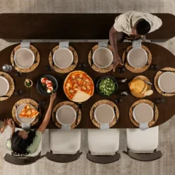 Alternative view of Round Dining Set Dark Walnut