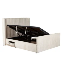 Clara Beige Fabric Smart Storage Bed