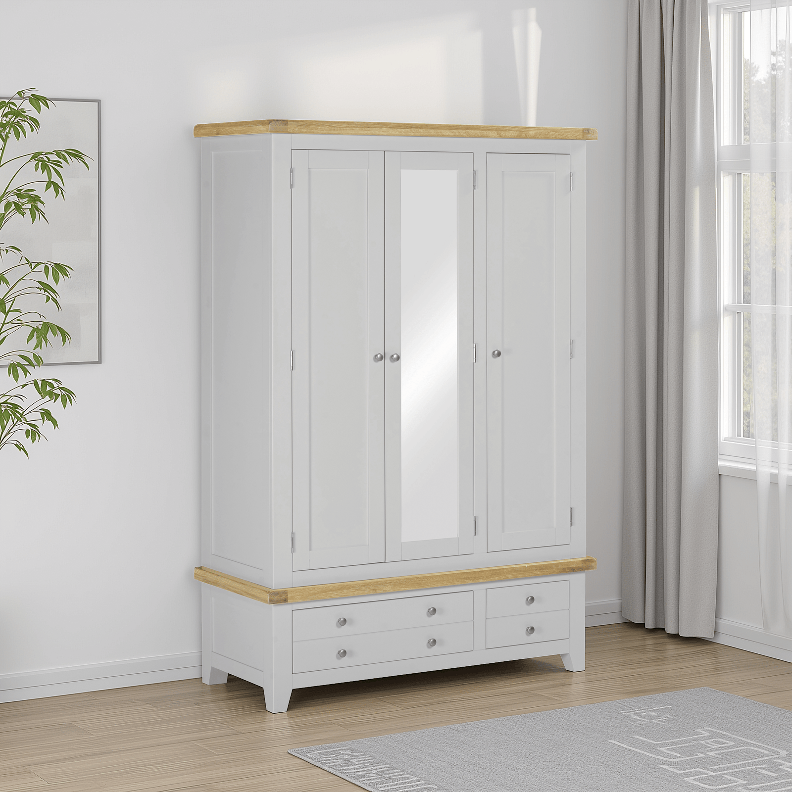 Windsor 3 Door 2 Drawer Wardrobe Pebble Grey Oak