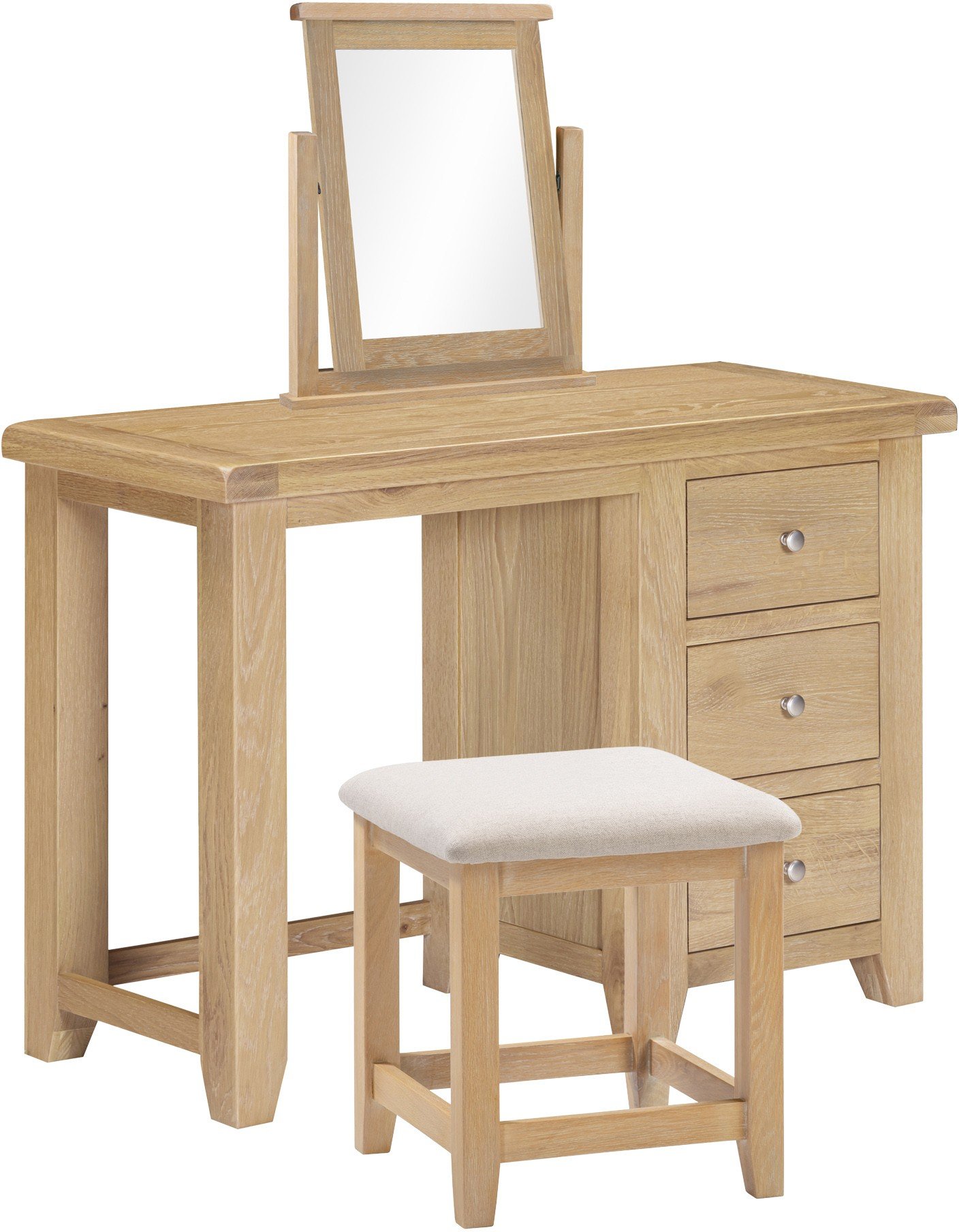 Windsor 3 Drawer Dressing Table Set Natural Oak - Image 2