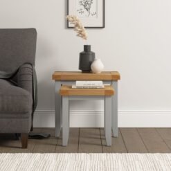 Windsor Nest of 2 Tables Pebble Oak Grey