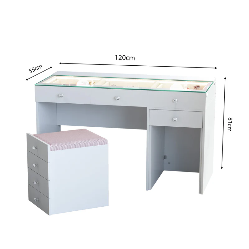 VANITII Diana Vanity Desk – 8 Drawers with Hidden Stool - Image 4